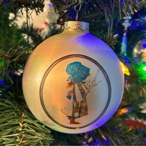 Vintage Holly Hobby Glass Christmas Ornament
